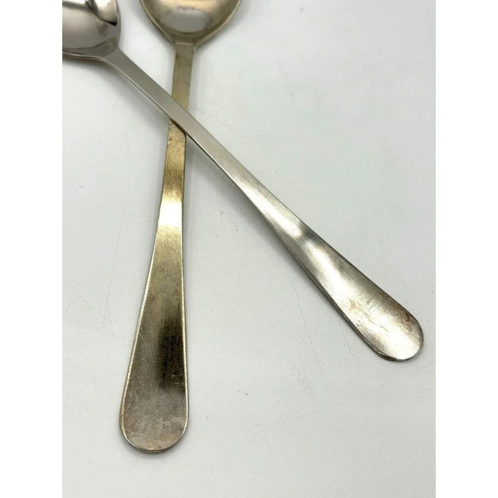 Vintage Silver Plated Salad‎ Serving Fork (Spork) and Spoon Made in Italy 9”